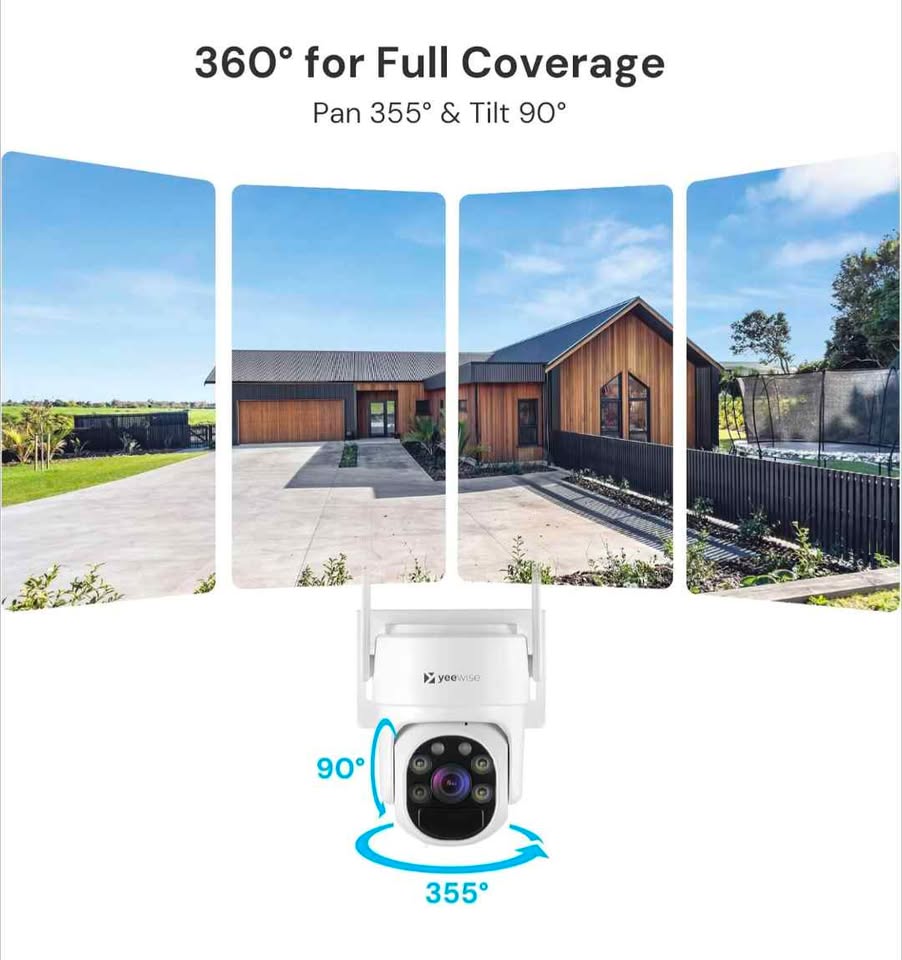 Caméra Solaire Sécurité 360° Vision Nuit Détection Mouvement 2K PTZ WiFi Outdoor with Solar panel