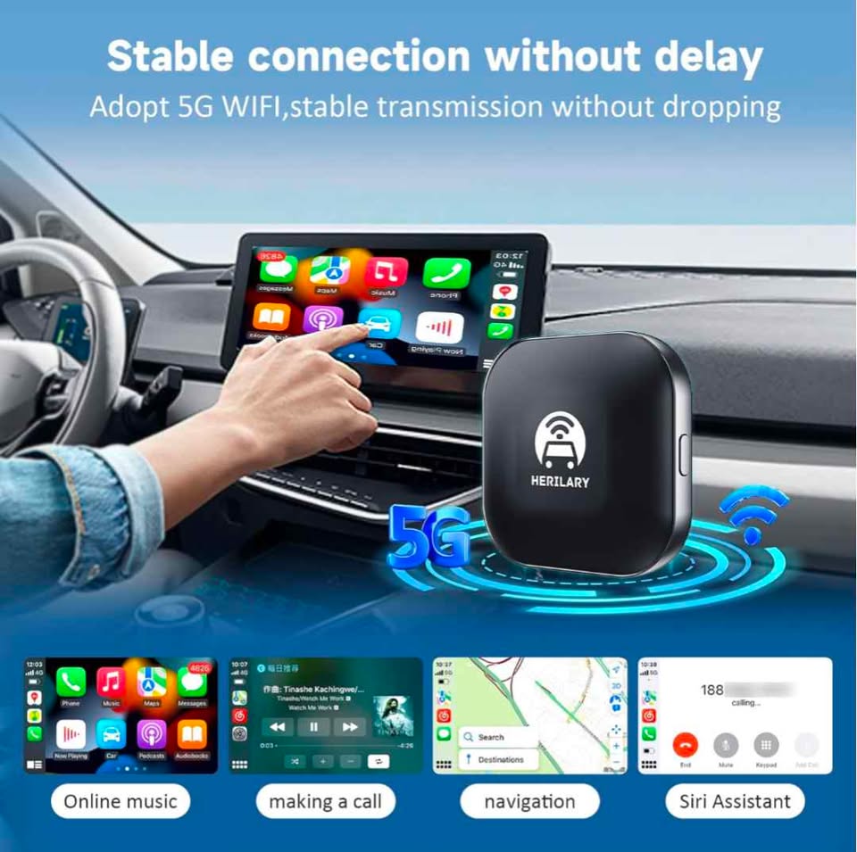 HERILARY C1 Adaptateur CarPlay Sans Fil Android Auto Wireless Adapter USB USB-C iPhone Auto Connect
