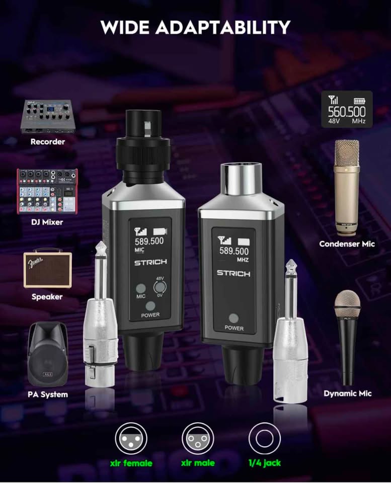 Système micro sans fil XLR plug-on UHF 16 canaux STRICH M3 Wireless XLR Plug-On Mic System