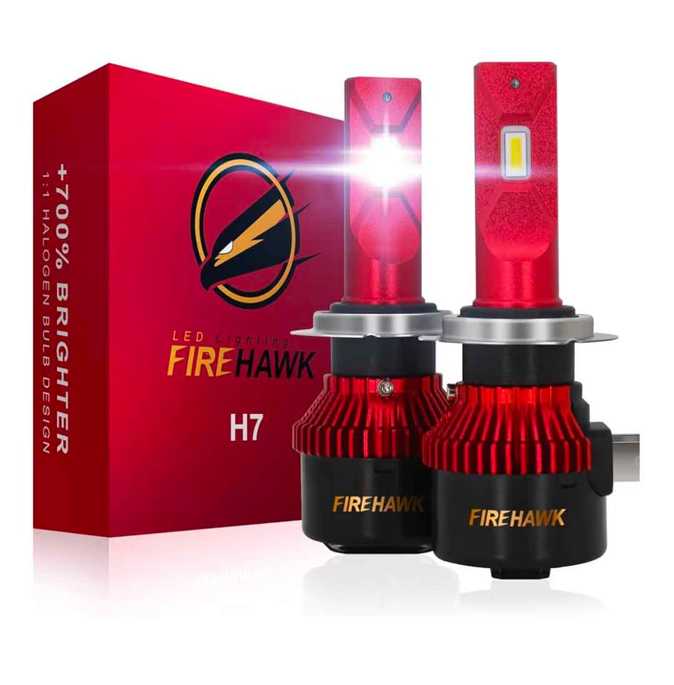 Ampoules DEL H7 Firehawk 50 000 LM 6000K LED Headlight Bulbs 700% Brighter 6000K