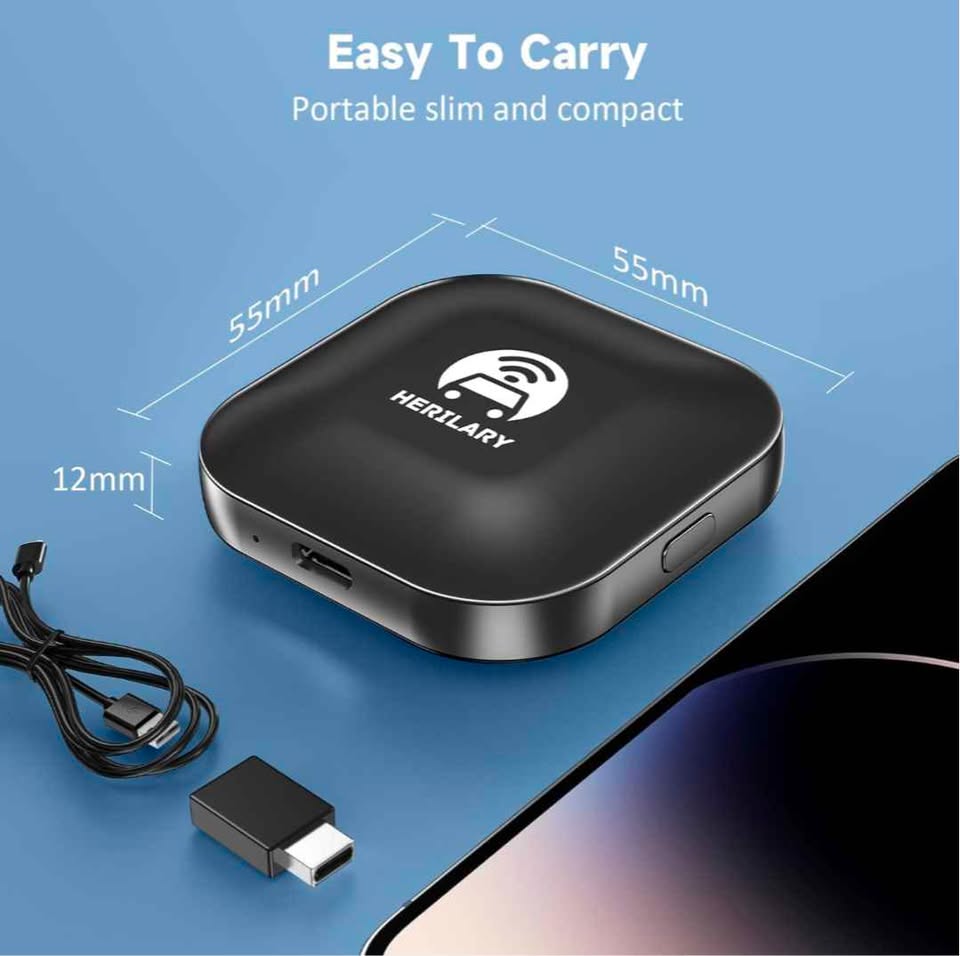 HERILARY C1 Adaptateur CarPlay Sans Fil Android Auto Wireless Adapter USB USB-C iPhone Auto Connect