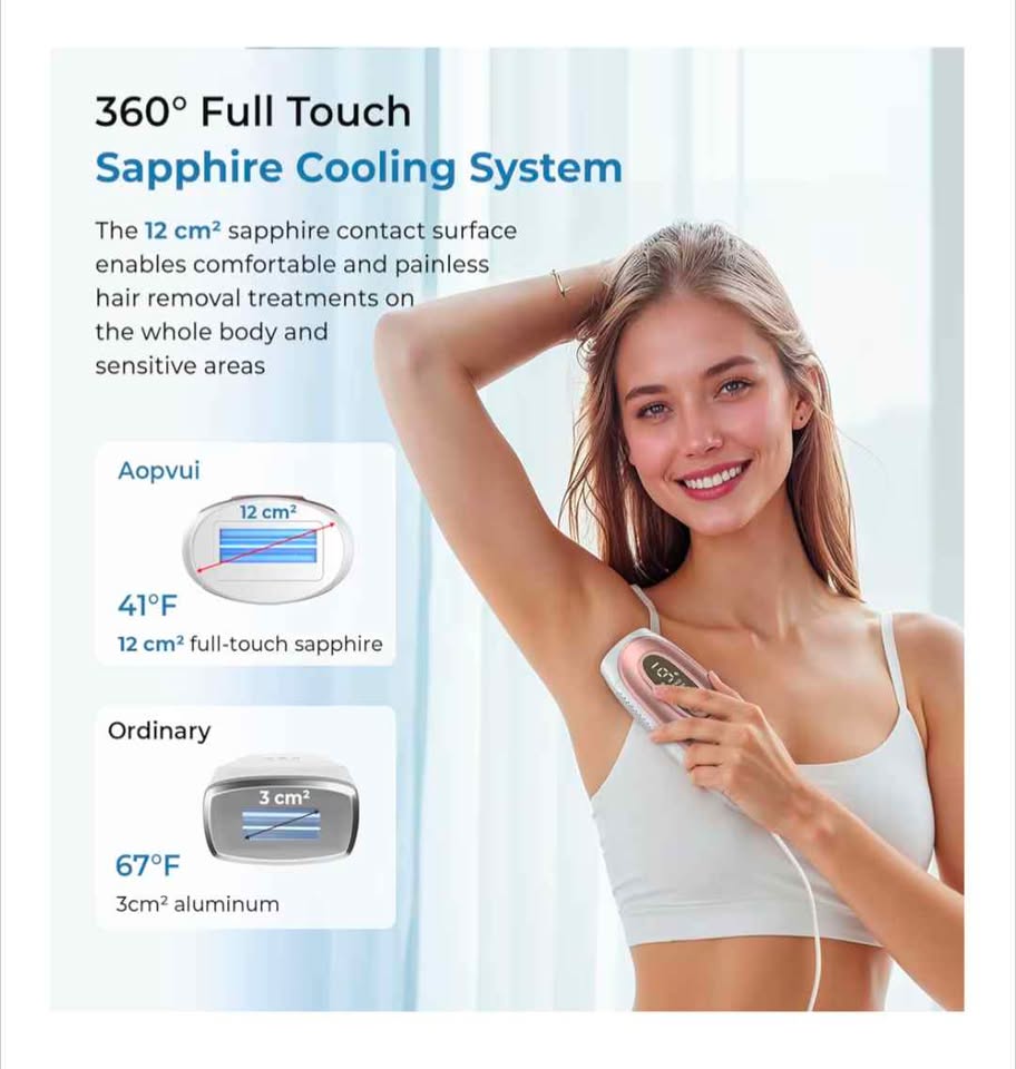 Aopvui IPL Laser Hair Removal Device Cooling 9 Levels Épilateur Lumière Pulsée Refroidissant
