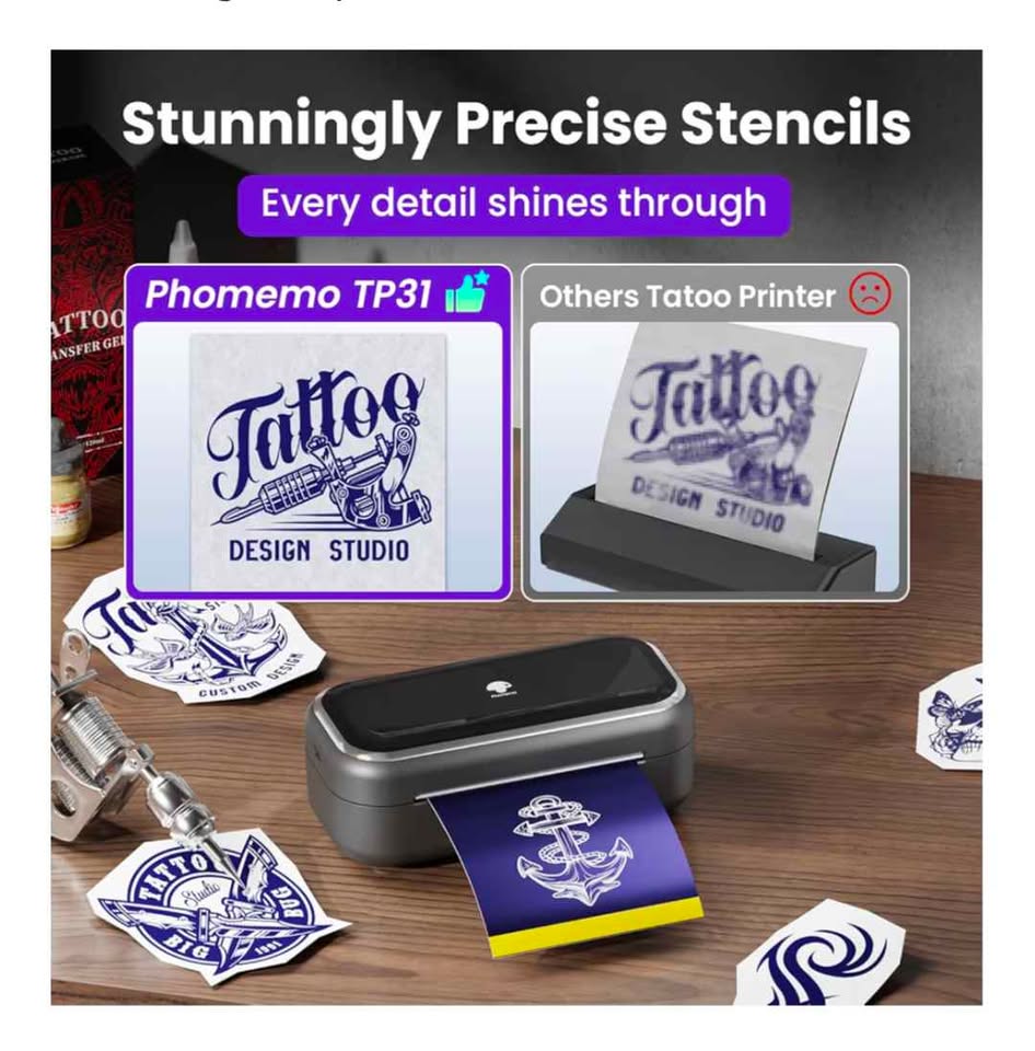 Imprimante stencil tatouage Phomemo Bluetooth thermique portable iOS Android Mini Printer thermal