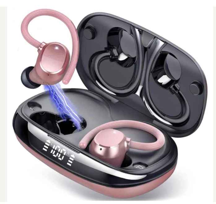 Écouteurs sans fil rose élégant autonomie longue premium  Elegant pink earbuds LED extended battery