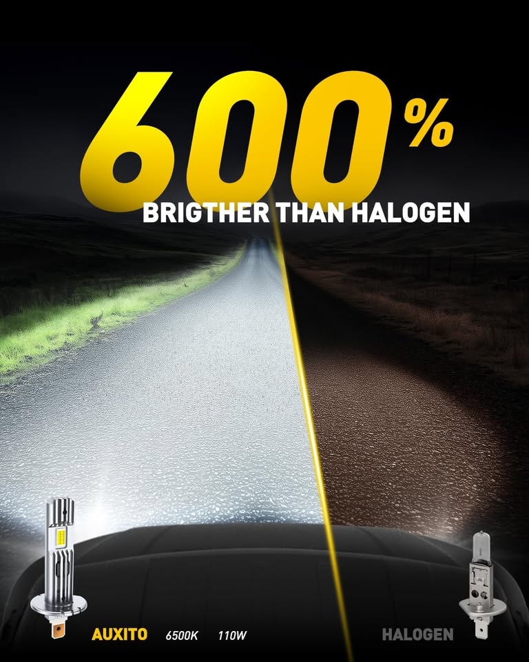 Ampoules H1 6500K haute visibilité 600%  High Visibility H1 Headlight Bulbs High Beam Fog 2-Pack