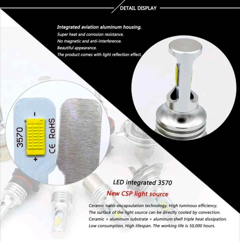 Ampoules antibrouillard LED H11 Jaune CSP 50W IP68  H11 Yellow LED Fog Light Bulbs 50W