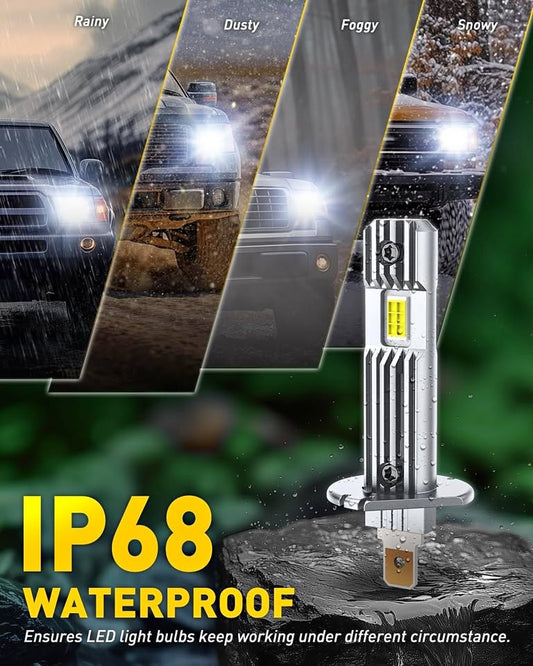 Ampoules H1 6500K haute visibilité 600%  High Visibility H1 Headlight Bulbs High Beam Fog 2-Pack