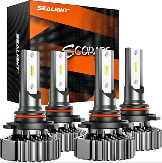 SEALIGHT 9005 9006 LED Headlight Bulbs 6000K 60000LM Pack of 4 Phares DEL Blanc