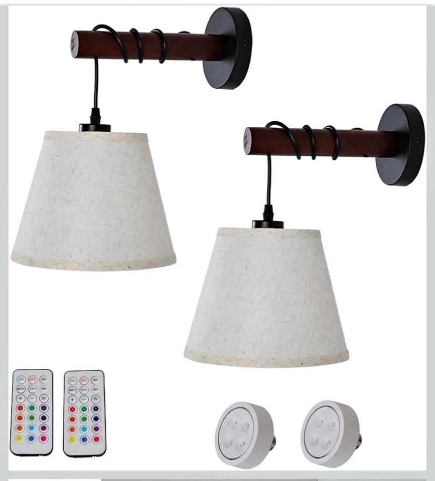 Appliques murales LED sans fil RGB télécommande 2x  Wireless LED wall sconces RGB remote set