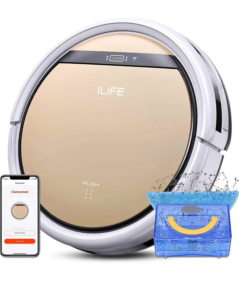 Aspirateur Robot 2-en-1 ILIFE V5s Plus Lavage WiFi Alexa  Robot Vacuum Mop Combo WiFi
