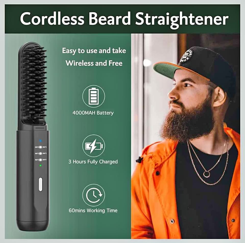 Brosse lissante barbe sans fil REHOYO  Cordless Heated Beard Straightener Brush