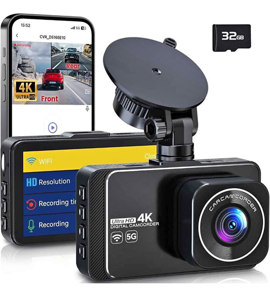 CoolCrazy N7 Dash Cam 4K WiFi GPS écran 3.2 IPS enregistreur voiture UHD avec app mobile 32GB