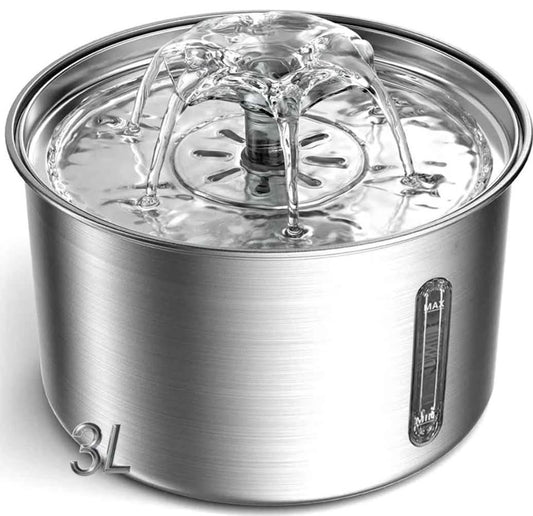 Fontaine à eau chat inox 3L automatique silencieuse  Cat Water Fountain Stainless Steel 3L Auto