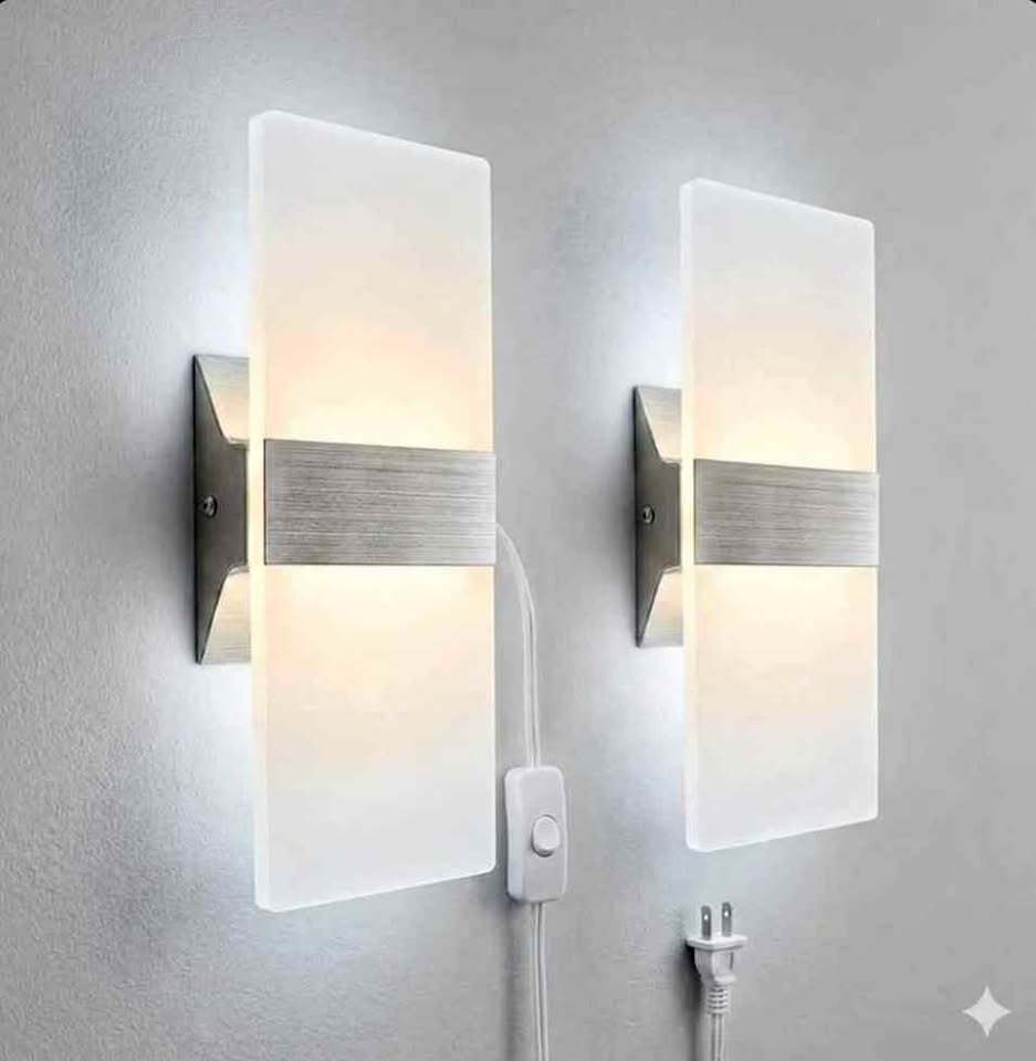 KICAAO Appliques Murales LED 10W Blanc 6000K Lot 2 Plug-inHardwired Wall Sconces White