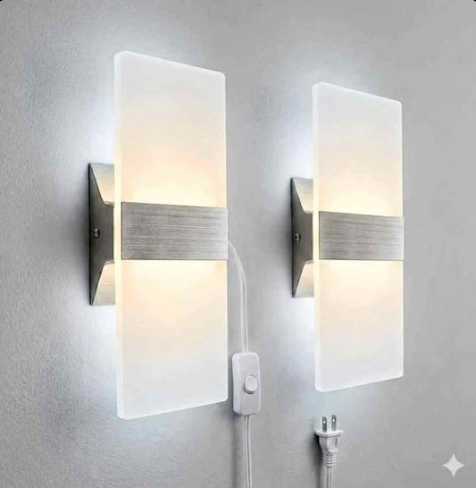 KICAAO Appliques Murales LED 10W Blanc 6000K Lot 2 Plug-inHardwired Wall Sconces White