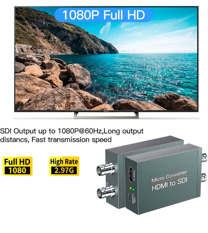 Micro Convertisseur HDMI vers SDI Double Sortie BNC 1080p | HDMI to SDI Converter Dual Output