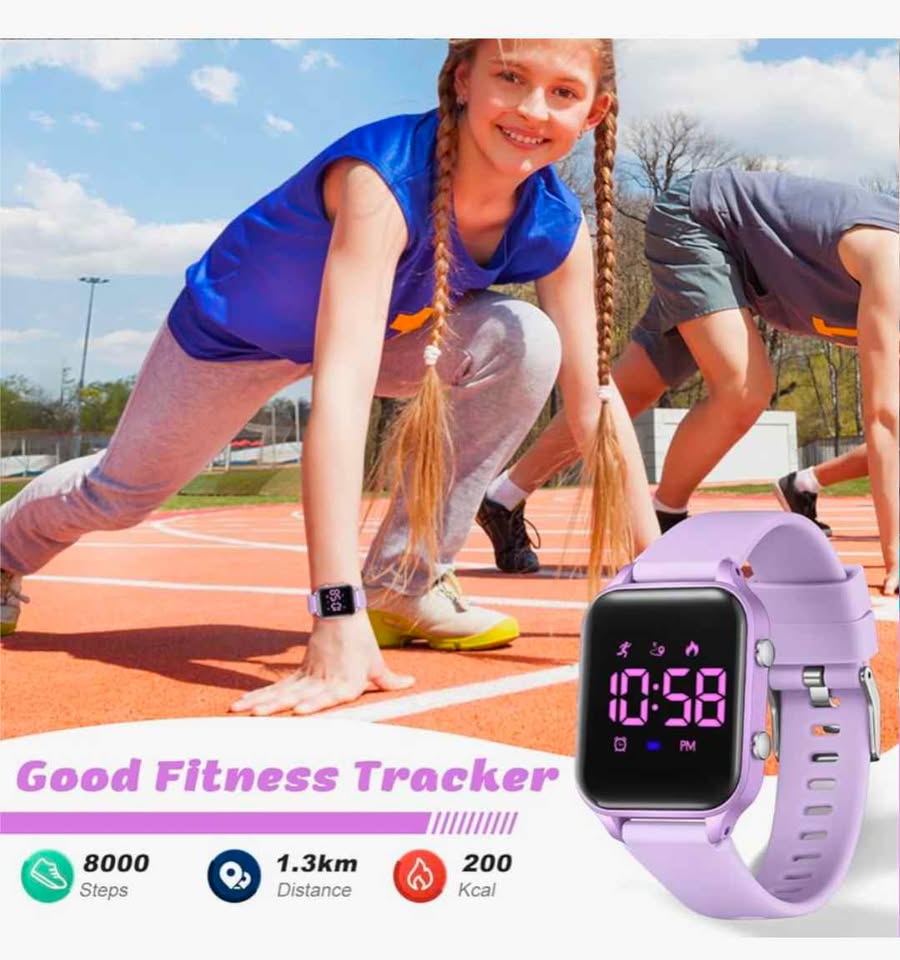 Montre enfants sans appli 5-13 ans  Kids Fitness Tracker Watch No App Waterproof Pedometer Purple