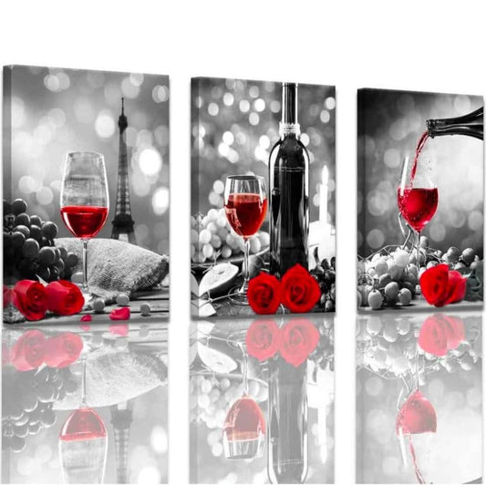 🔥 ÉLÉGANCE MODERNE POUR VOS MURS – ENSEMBLE DE 3 TOILES ROUGE & GRIS 🔥 MODERN ELEGANCE FOR YOUR WALLS – SET OF 3 CANVAS PRINTS -