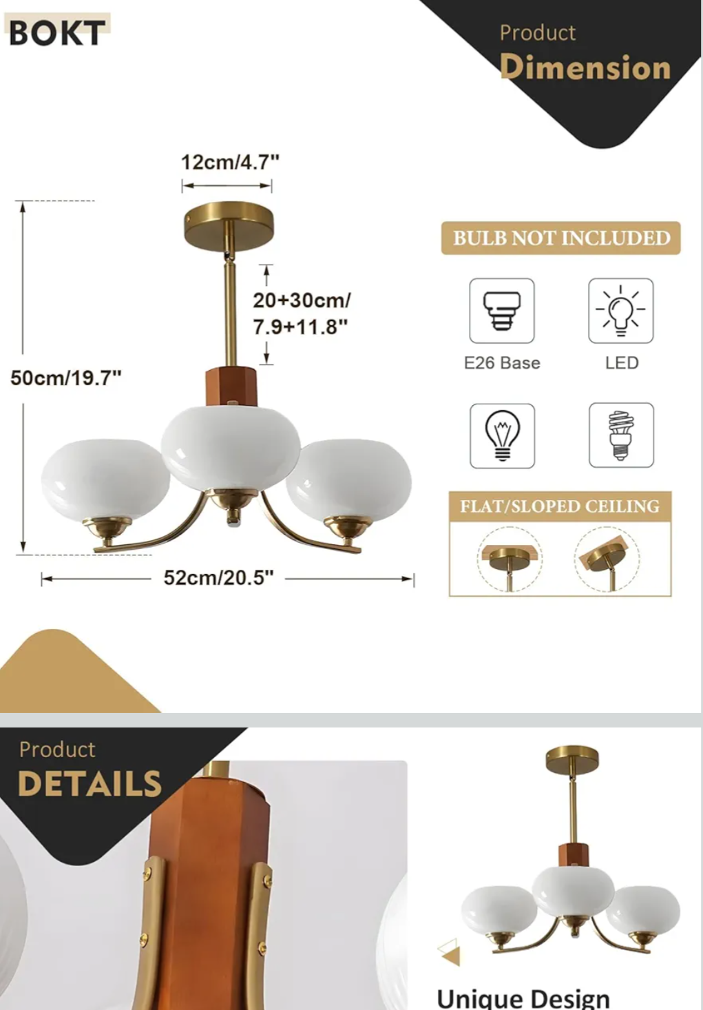 Lustre 3 globes laiton brossé mi-siècle  3-Globe Brushed Brass Mid-Century Chandelier 𝗕𝗢𝗞𝗧